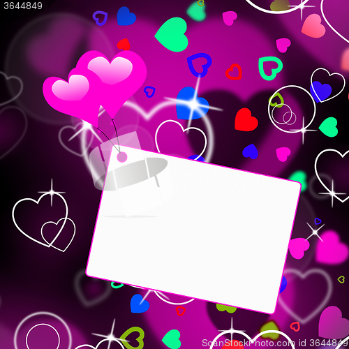 Image of Heart Balloons On Note Shows Romantic Letter Or Valentines Day M