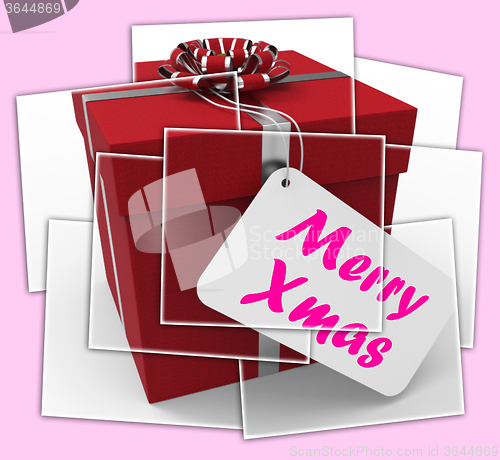 Image of Merry Xmas Gift Displays Happy Christmas Greetings