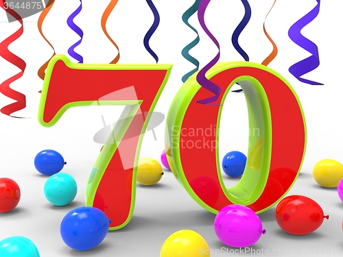 Image of Number Seventy Party Shows Creative Celebration Or Birthday Part