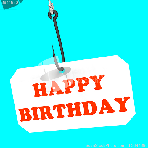 Image of Happy Birthday On Hook Shows Birth Celebration Or Anniversary
