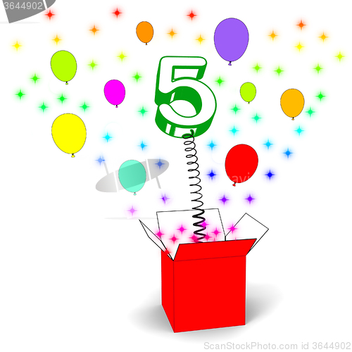 Image of Number Five Surprise Box Means Surprise Party Or Festivity