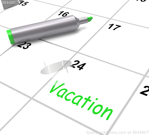 Image of Vacation Calendar Shows Day Off Work Or Holiday