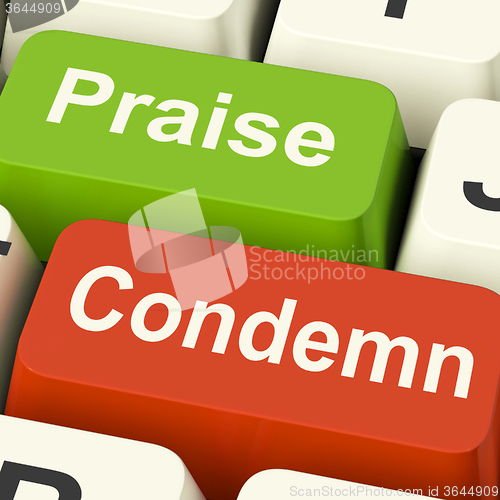 Image of Condemn Praise Keys Means Appreciate or Blame