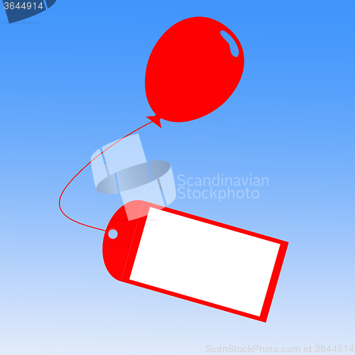 Image of Card Tied To Balloon Shows Greeting Card Or Party Invitation