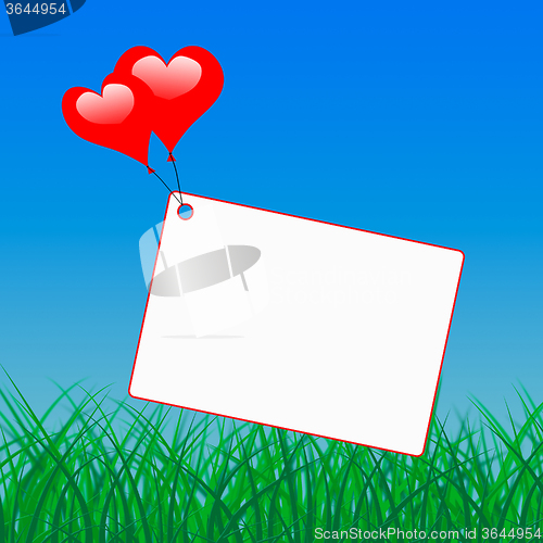 Image of Heart Balloons On Note Means Affection And Passion