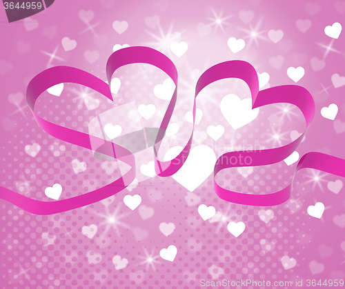 Image of Ribbon Hearts Show Loving Couple Or Heart Shaped Satin Tape