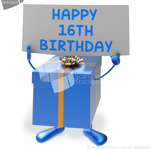 Image of Happy 16th Birthday Sign and Gift Show Sixteenth Party