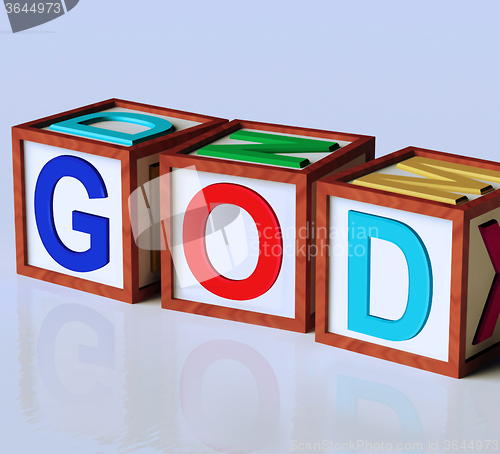 Image of God Blocks Show Spirituality Religion And Believers