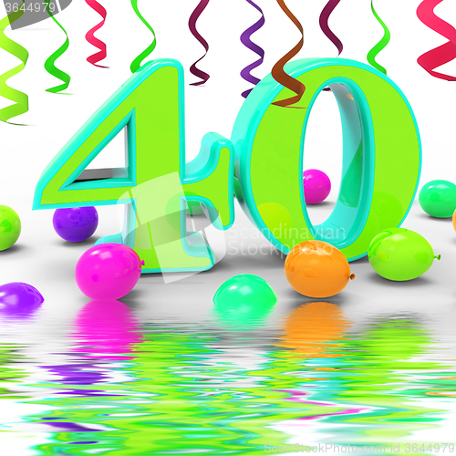 Image of Number Forty Party Displays Colourful Party Decorations Or Brigh