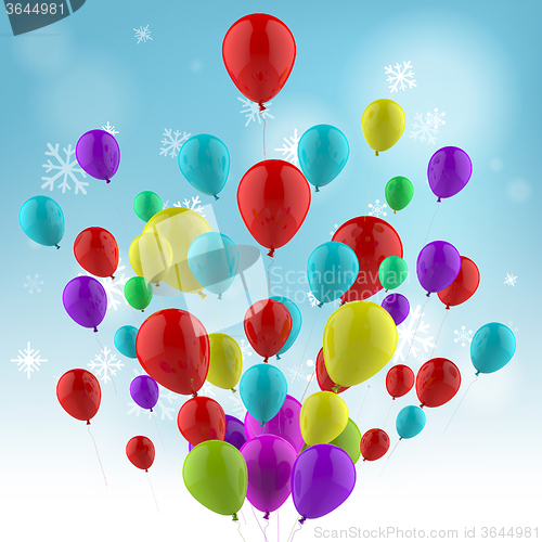 Image of Floating Colourful Balloons Mean Spring Festival Or Joyful Celeb