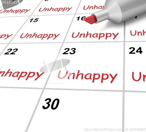 Image of Unhappy Calendar Means Miserable Troubled Or Dissatisfied