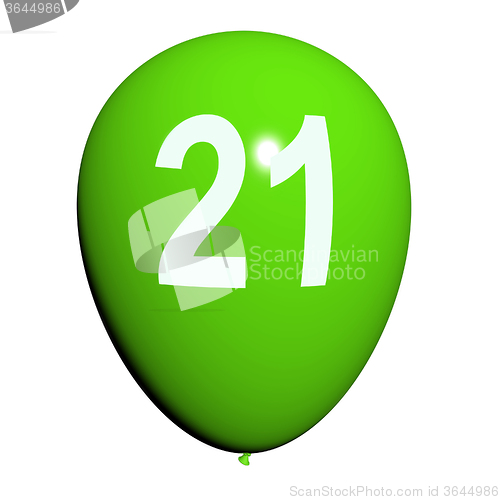 Image of 21 Balloon Shows Twenty-first Happy Birthday Celebration