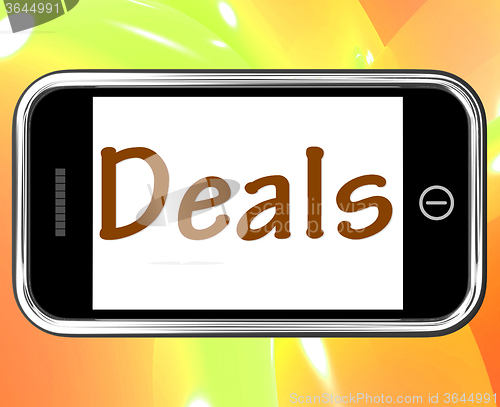 Image of Deals Smartphone Shows Online Offers Bargains And Promotions