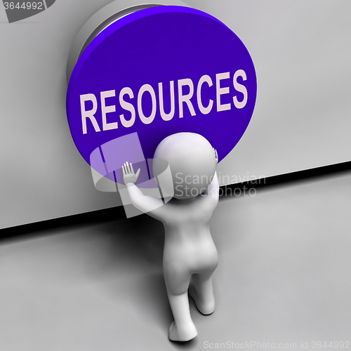 Image of Resources Button Means Funds Capital Or Staff