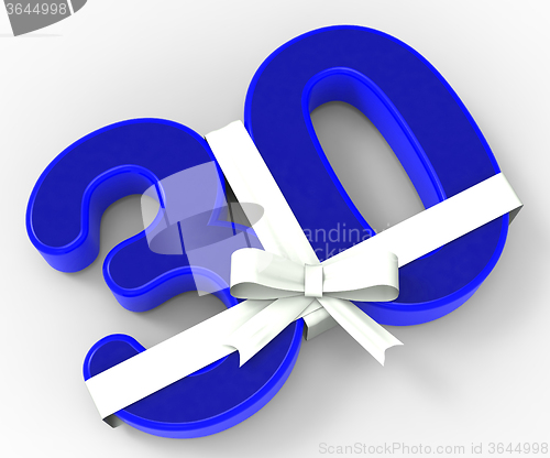 Image of Number Thirty With Ribbon Shows Surprise Birthday Party Or Event