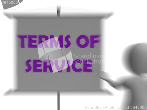 Image of Terms Of Service Board Displays Legality And Privacy