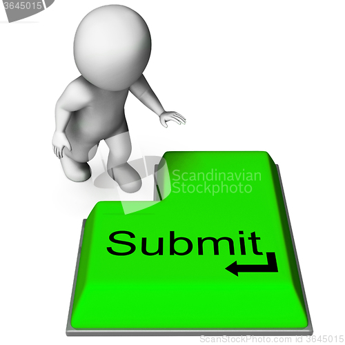 Image of Submit Key Shows Submitting Or Applying On Internet