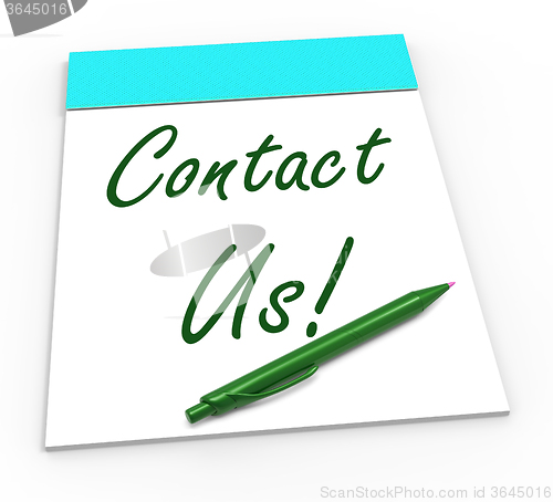 Image of Contact Us! Notebook Means Online Support Or Chat Helpdesk