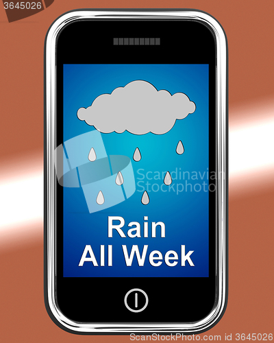 Image of Rain All Week On Phone Shows Wet  Miserable Weather