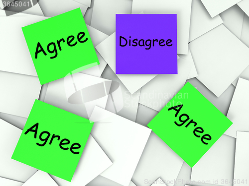 Image of Agree Disagree Post-It Notes Mean Agreeing Or Opposing