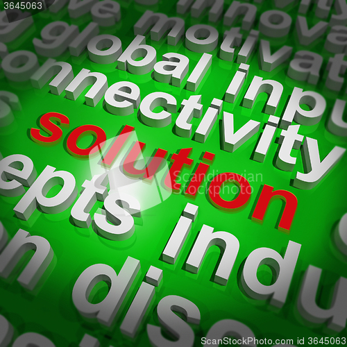 Image of Solution Word Cloud Shows Achievement Resolution Solving And Sol