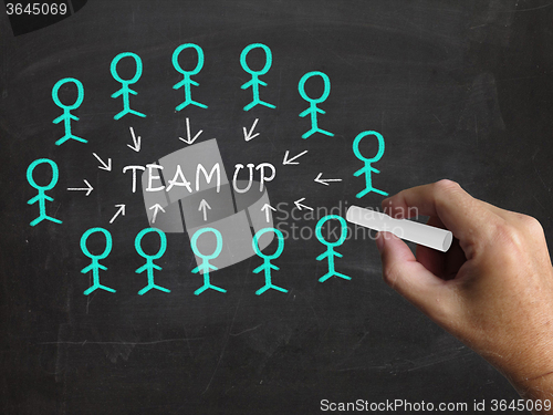 Image of Team Up On Blackboard Shows Helping Each Other