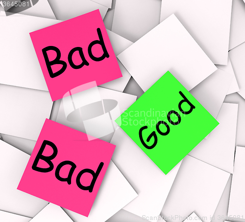 Image of Good Bad Post-It Notes Show Satisfying Or Awful