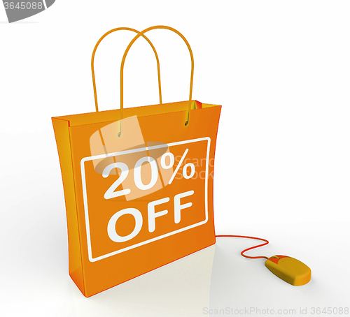 Image of Twenty Percent Off Bag Shows Online Sales and 20 Discounts