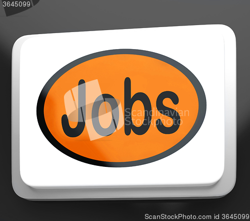 Image of Jobs Button Shows Hiring Recruitment Online Hire Job