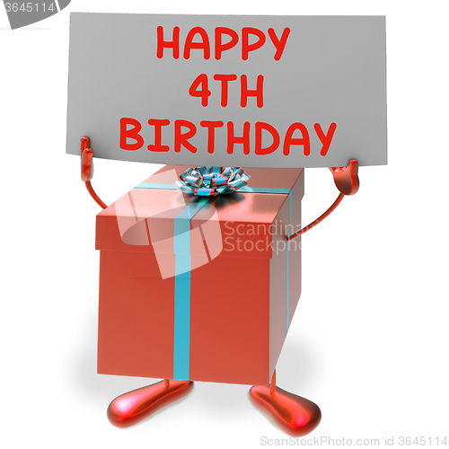 Image of Happy 4th Birthday Sign and Gift Show Fourth Party