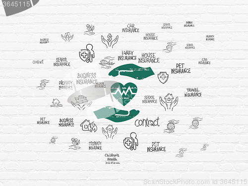 Image of Insurance concept: Heart And Palm on wall background