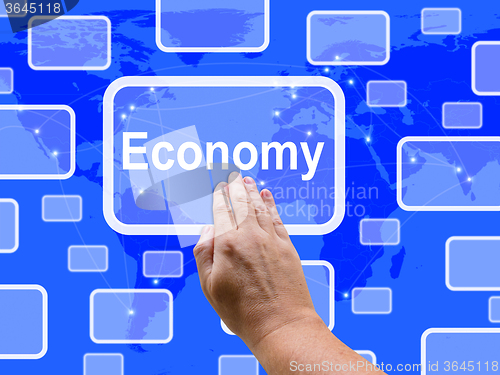 Image of Economy Touch Screen Means Economic Saving Fiscal System