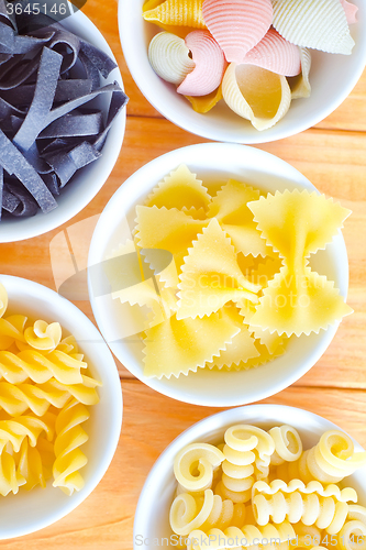 Image of different raw pasta