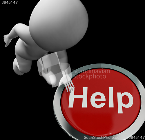 Image of Help Button Means Aid Assistance Or Service