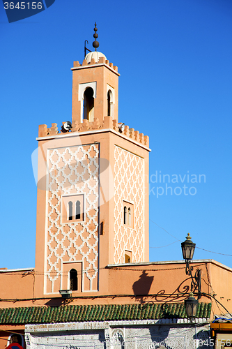 Image of history in maroc africa minaret roof