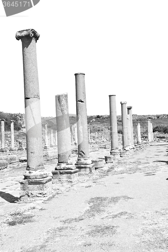 Image of perge old construction in asia turkey the column  and the roman 