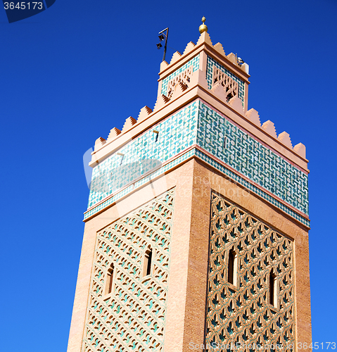 Image of in maroc africa minaret and the blue    sky