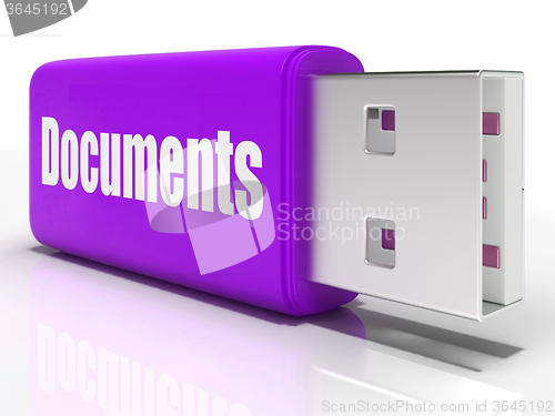 Image of Documents Pen drive Shows Digital Information And Files