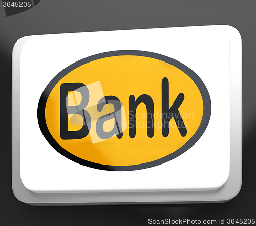 Image of Bank Button Shows Online Or Internet Banking