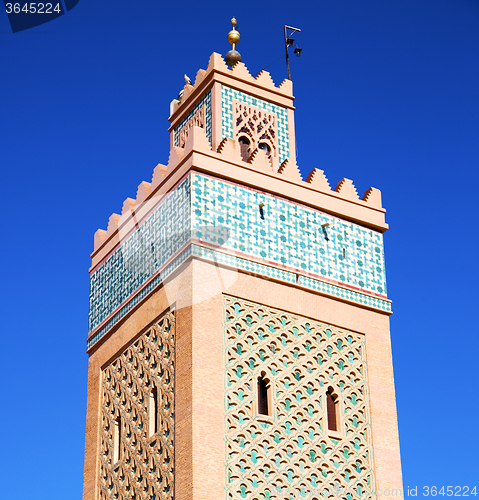 Image of in maroc africa minaret and the blue    sky