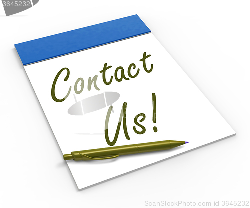 Image of Contact Us! Notebook Means Customer Service And Support