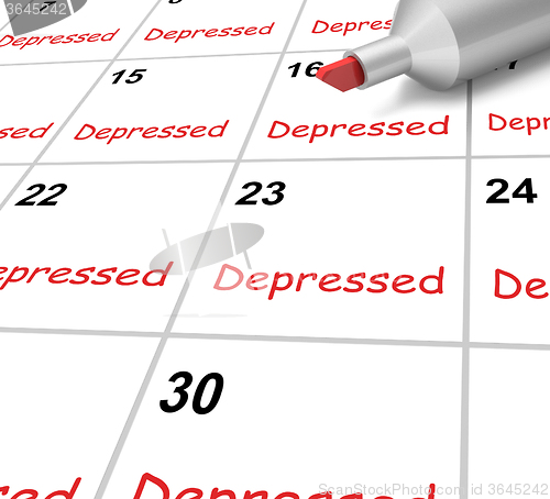 Image of Depressed Calendar Means Down Despondent Or Mental Illness