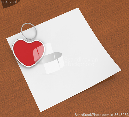 Image of Heart Clip On Note Shows Affection Note Or Love Letter