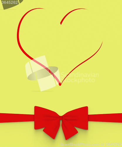 Image of Heart With Bow Means Anniversary Present Or Marriage Gift