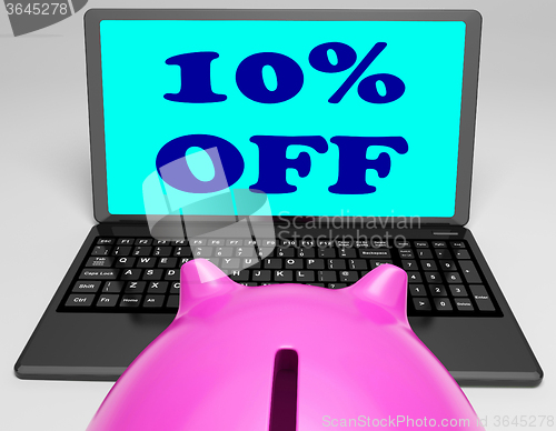 Image of Ten Percent Off Laptop Shows 10 Savings On Web