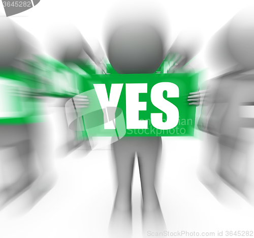 Image of Characters Holding No Yes Signs Displays Uncertain Or Confused