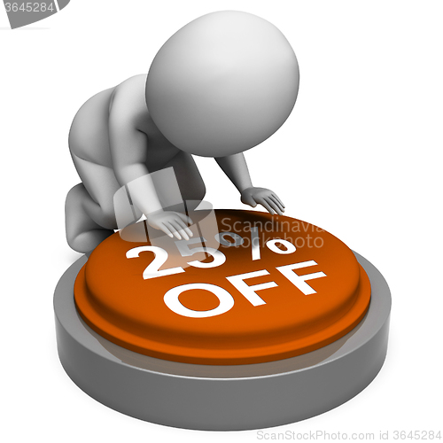 Image of Twenty-Five Percent Off Button Means 25 Reduced Price