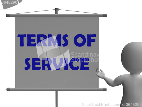 Image of Terms Of Service Board Shows Legality And Privacy