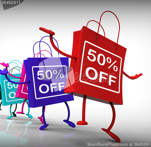 Image of Fifty-Percent Off Bags Show Sales and 50 Discounts