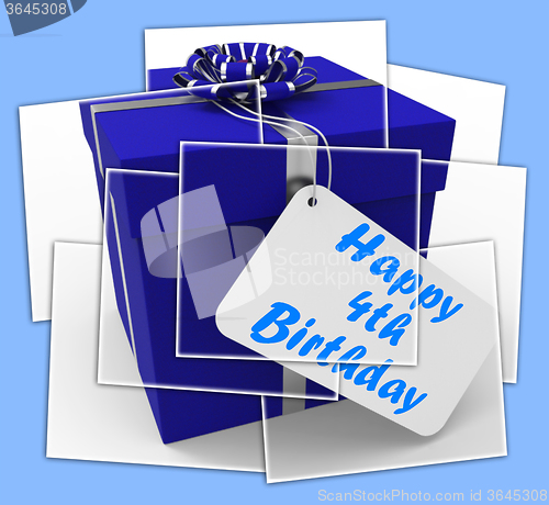 Image of Happy 4th Birthday Gift Displays Congratulations On Four Years